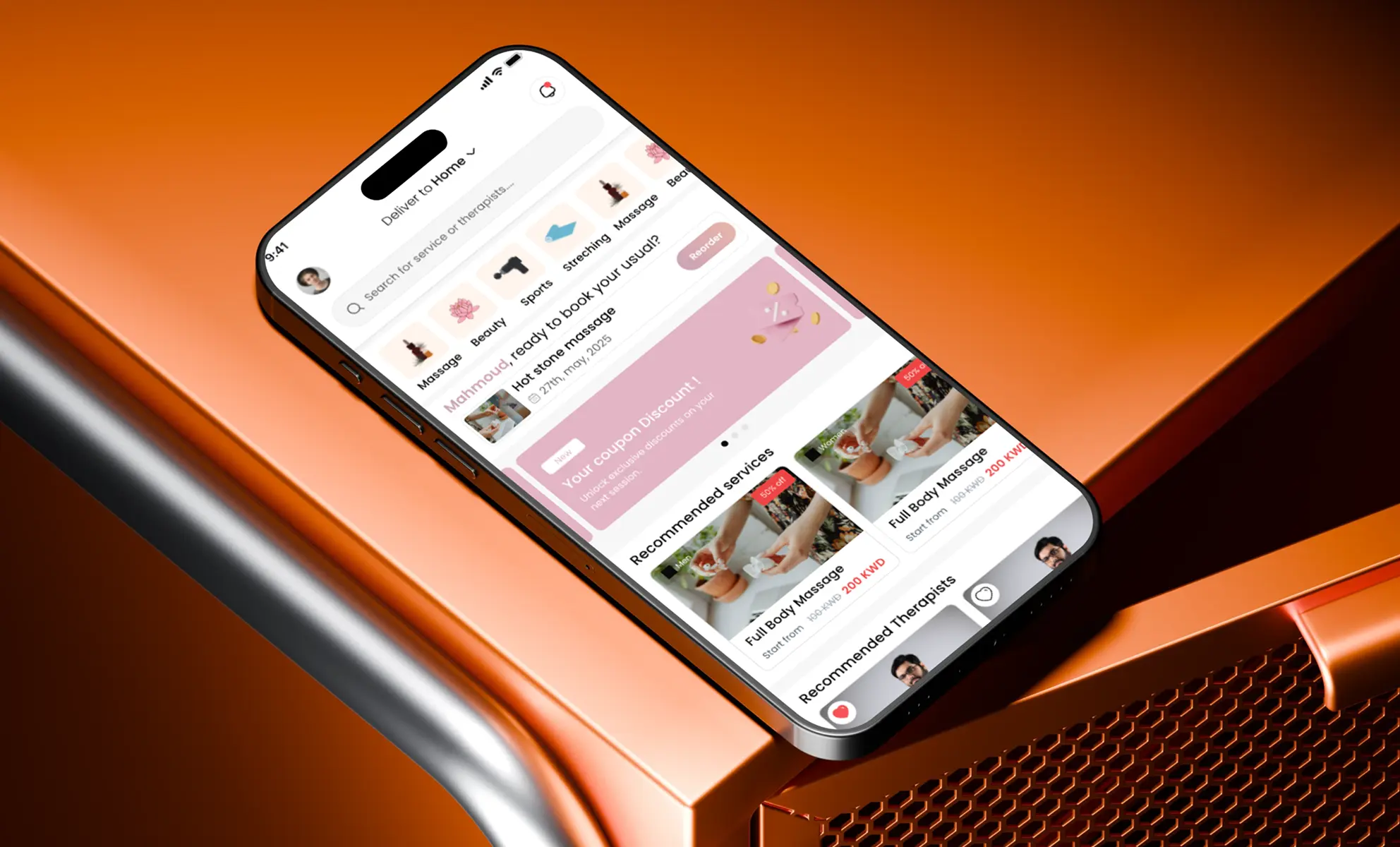 Masaj fitness app booking flow redesign by Mahmoud Elsalakh