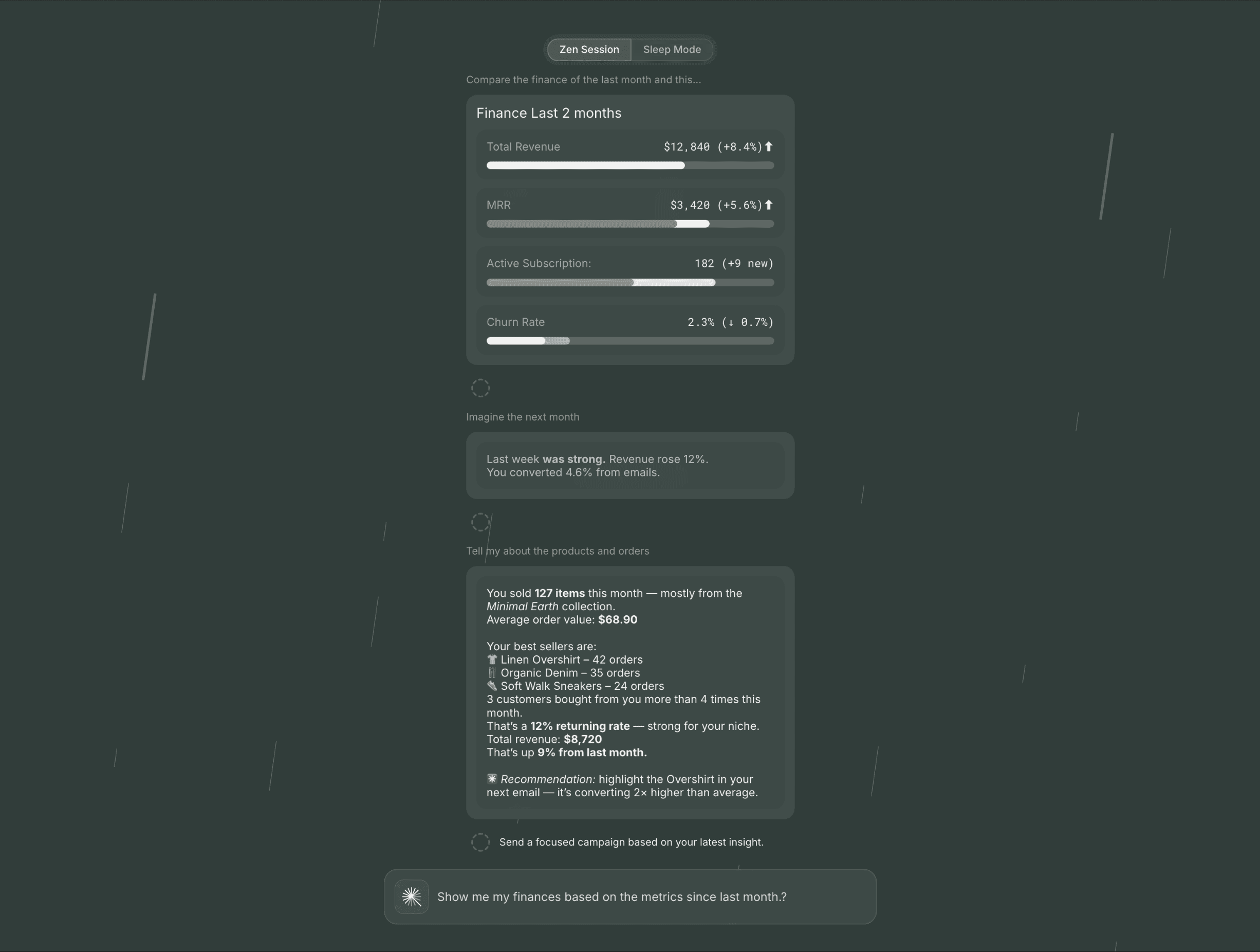 A dark-themed user interface displaying a list of items or options, with navigation elements at the top and bottom.