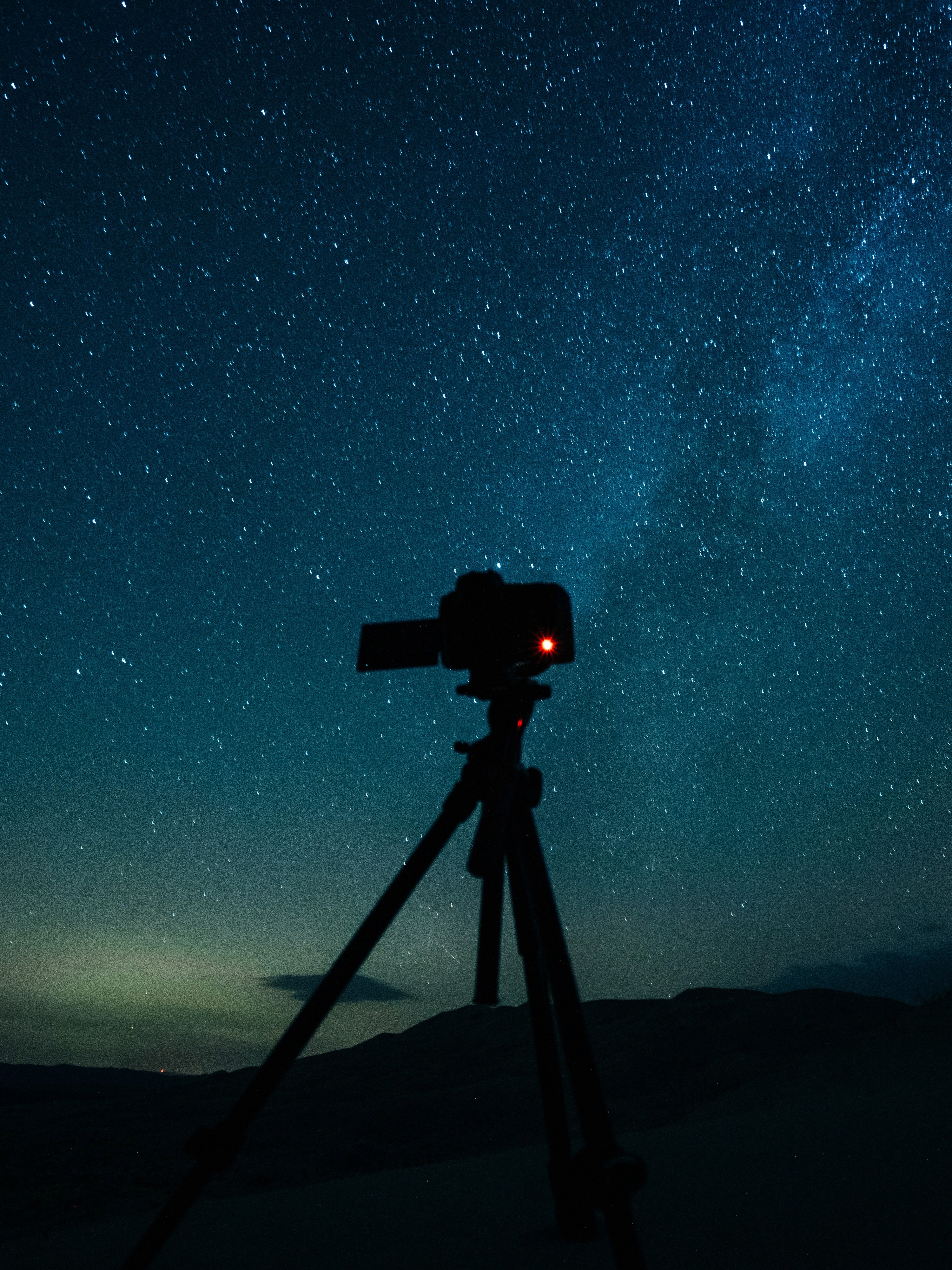 stargazing at night with camera and gears