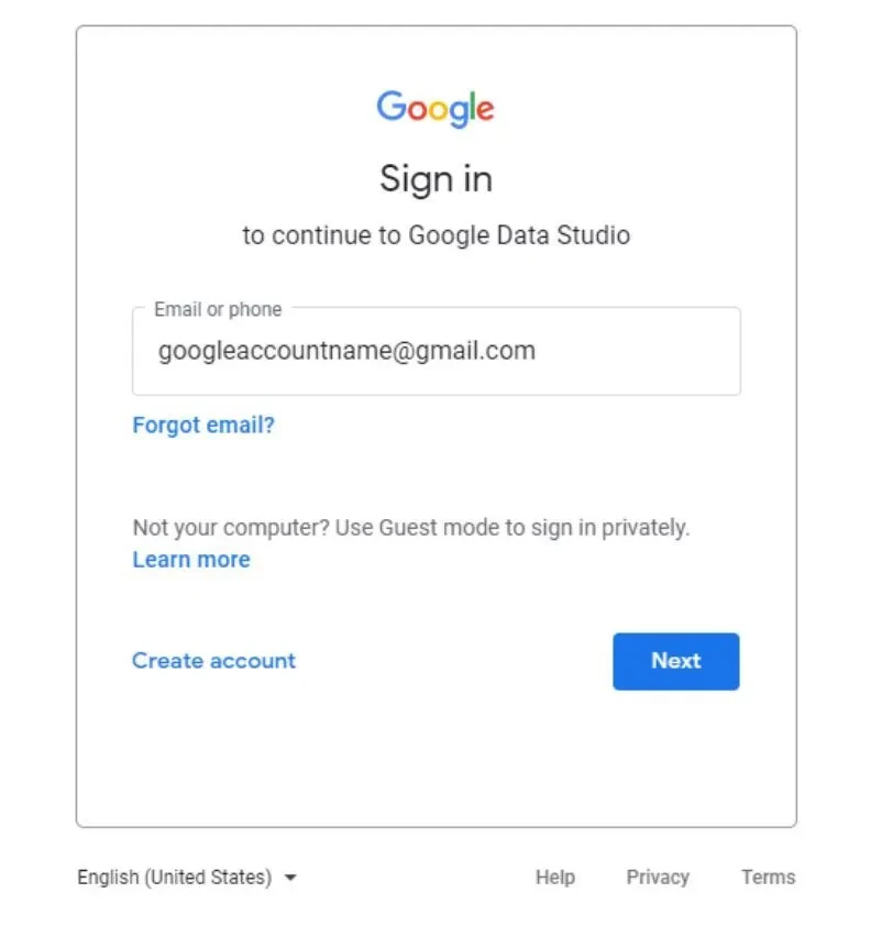 Google Data Studio Login