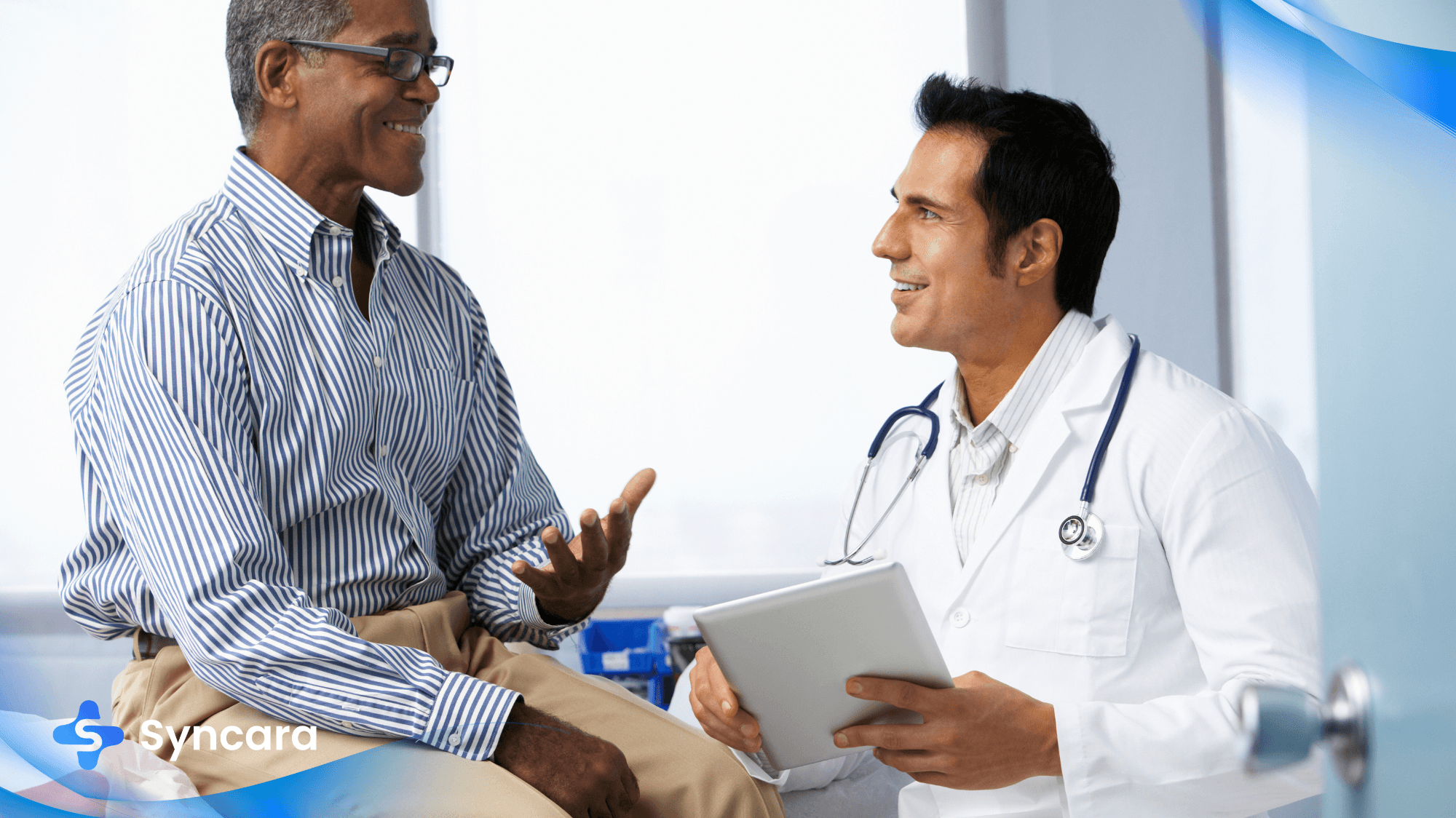 Patient interacting with a doctor at a walk-in clinic in London, Ontario.