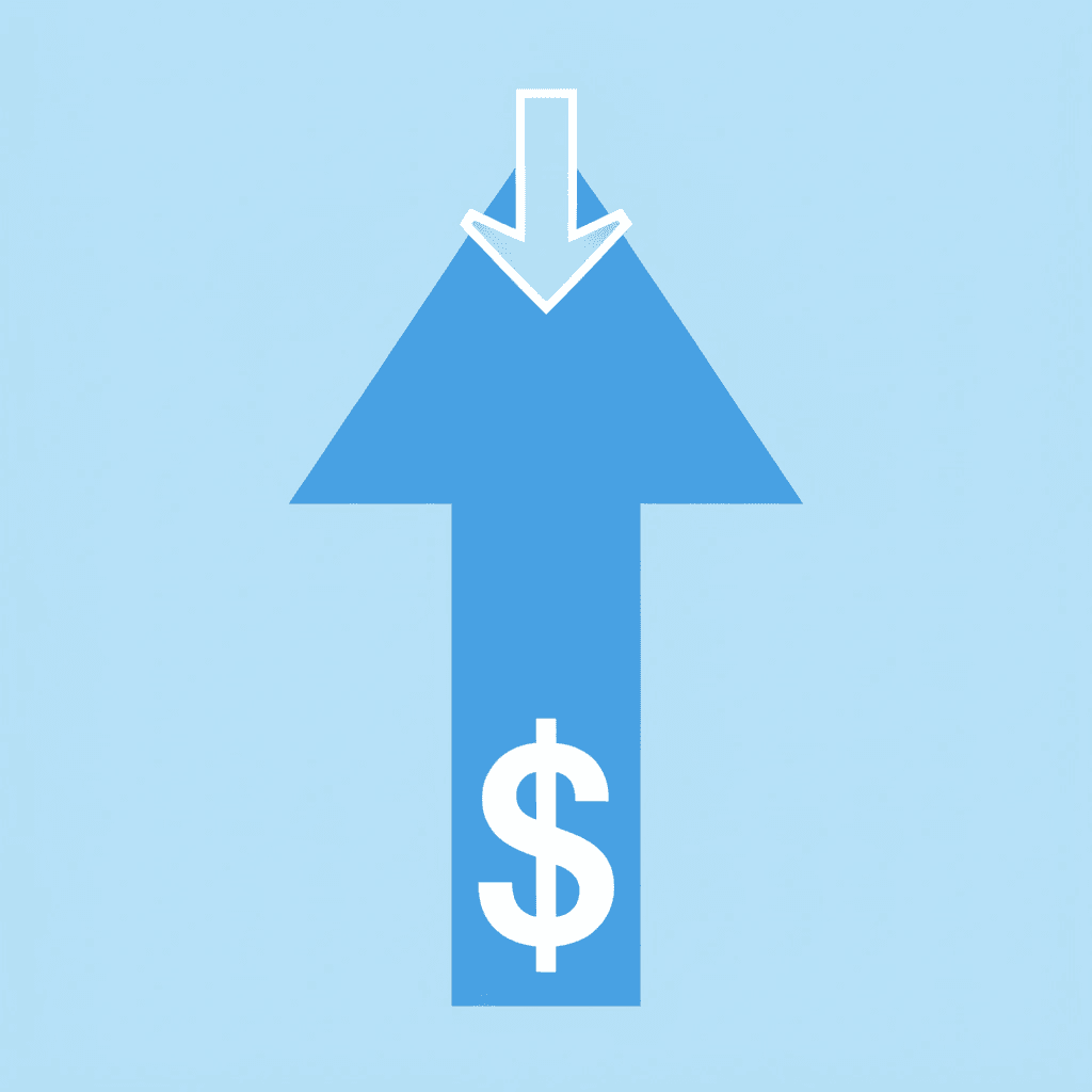 Upward arrow showing improved sales performance with reduced operational costs