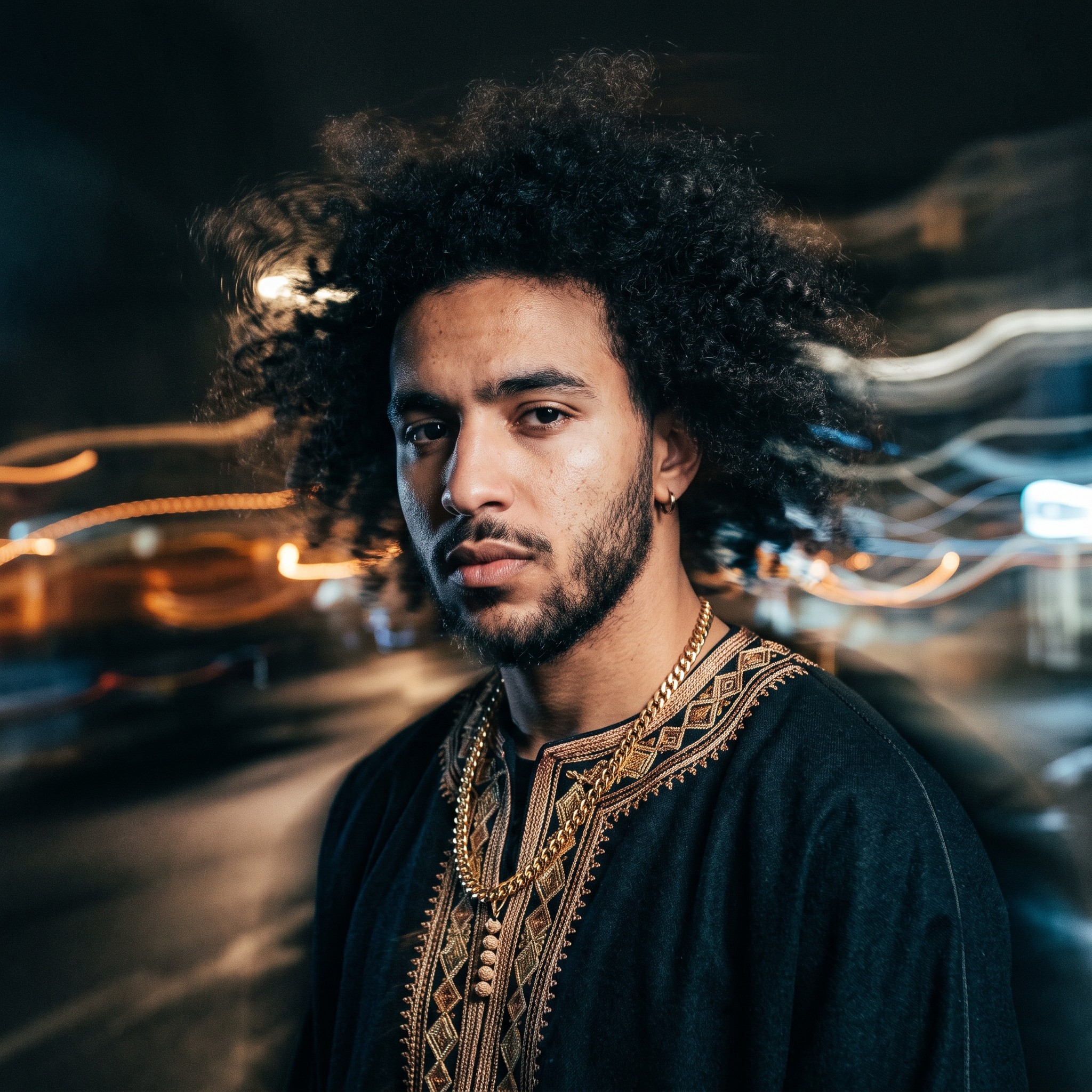 Homme marocain en caftan avec une chaîne dorée
