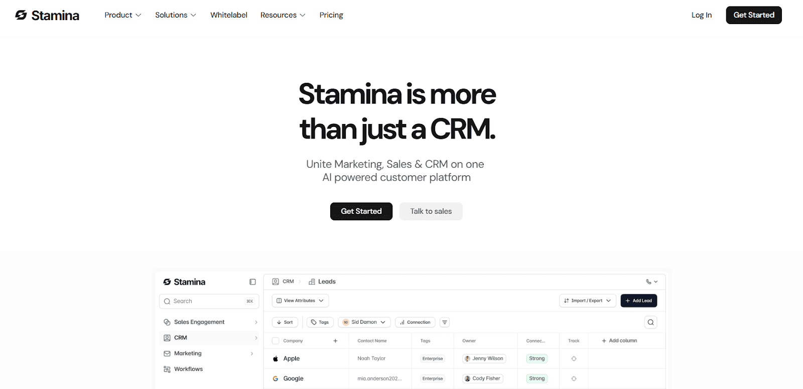 Stamina homepage