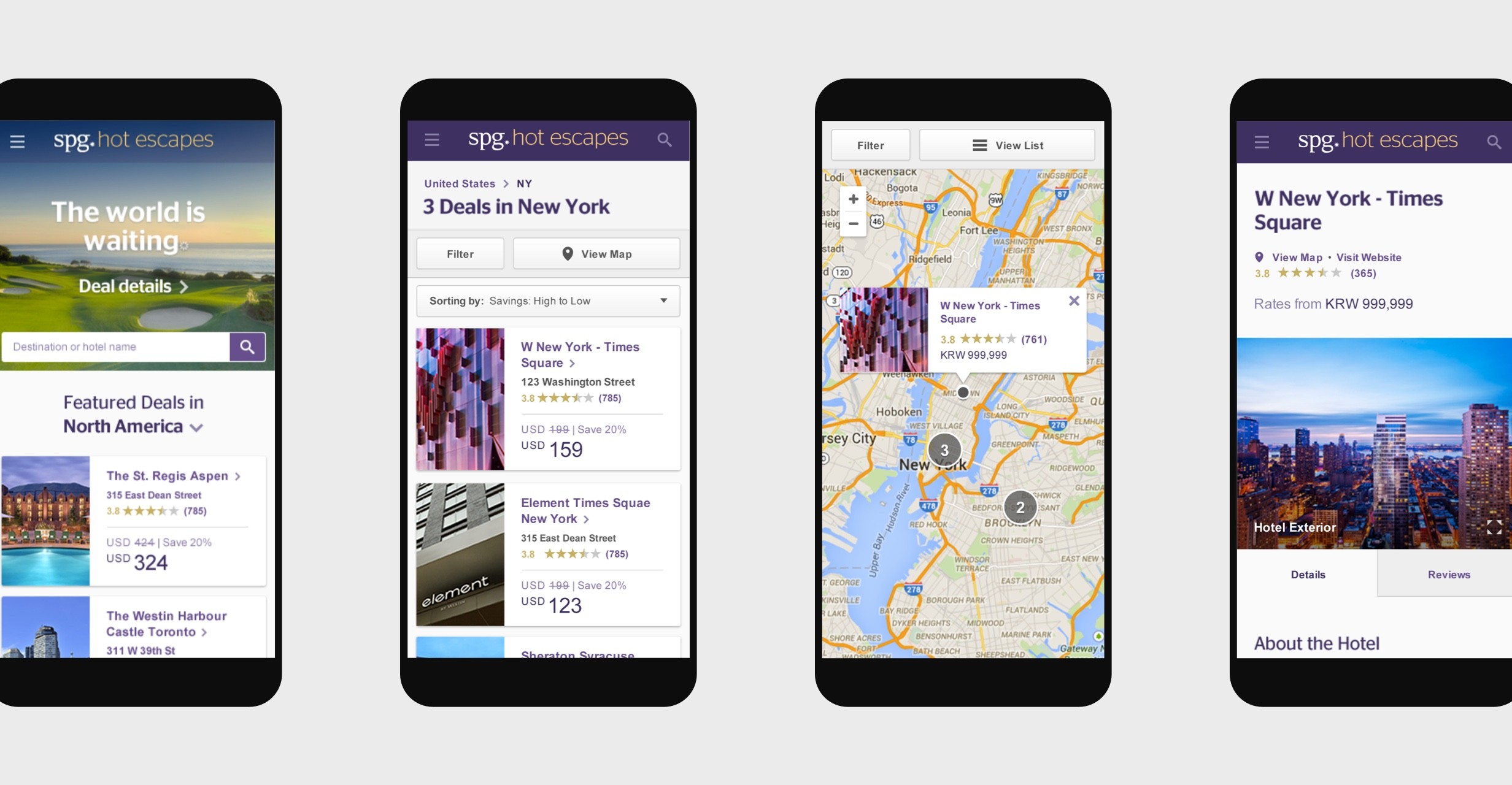 Various mobile screens.