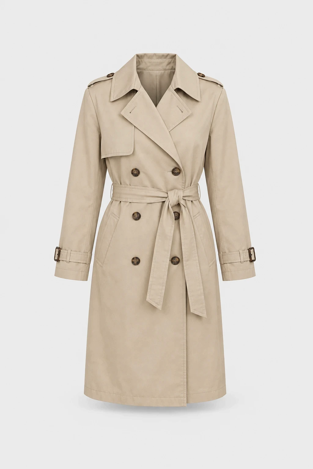 Stone belted trench coat