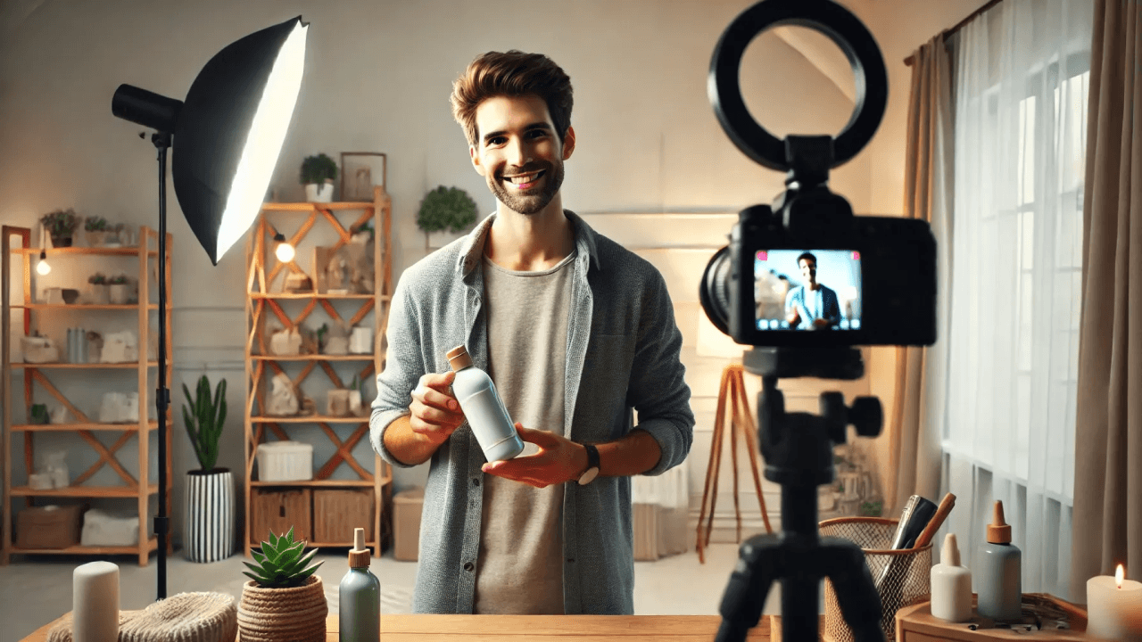 Creator recording product content in a home studio, representing how TikTok LIVE creators prepare data-driven streams to boost conversions.