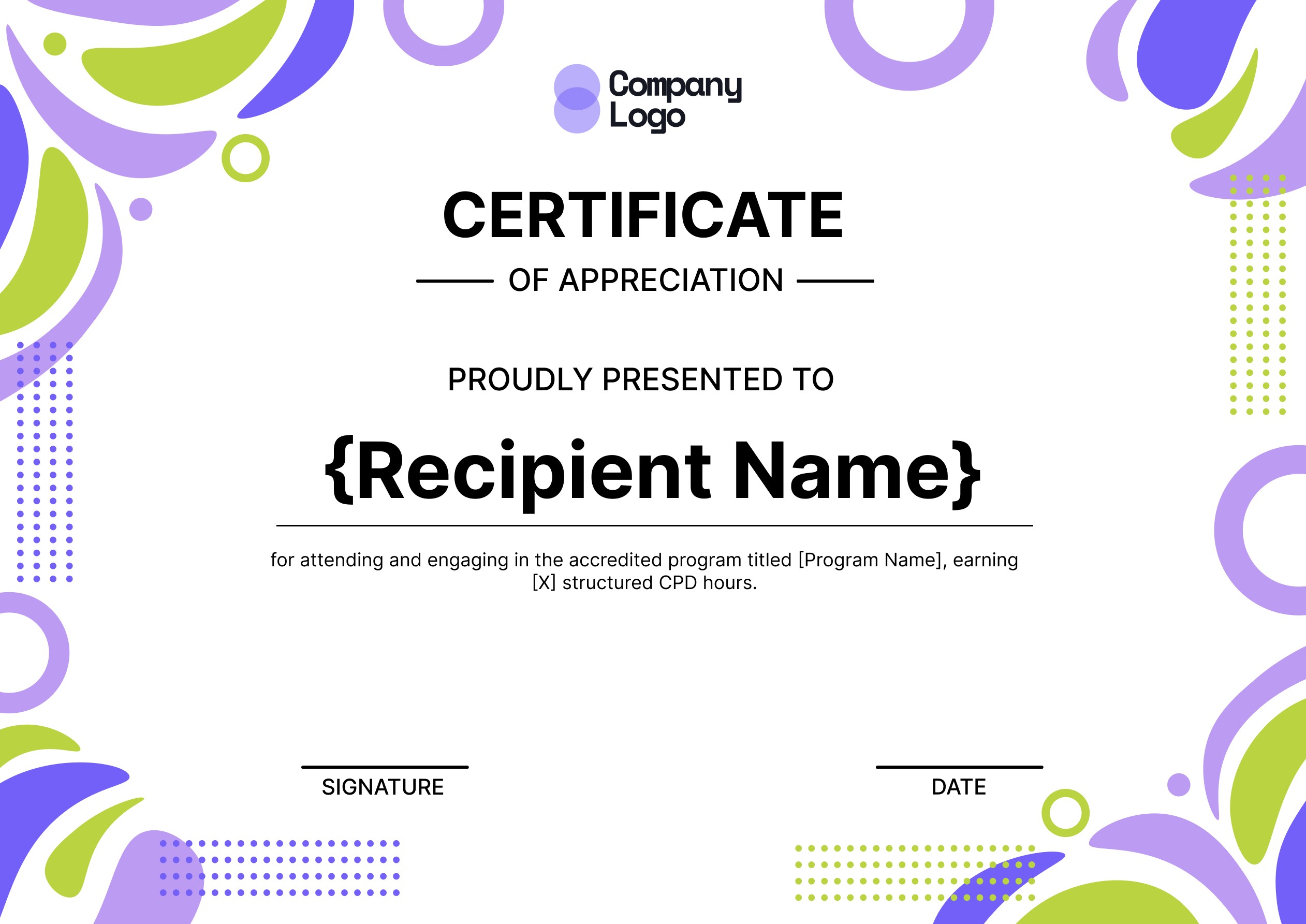 Wauld - Sophisticated and colorful cpd certificate template