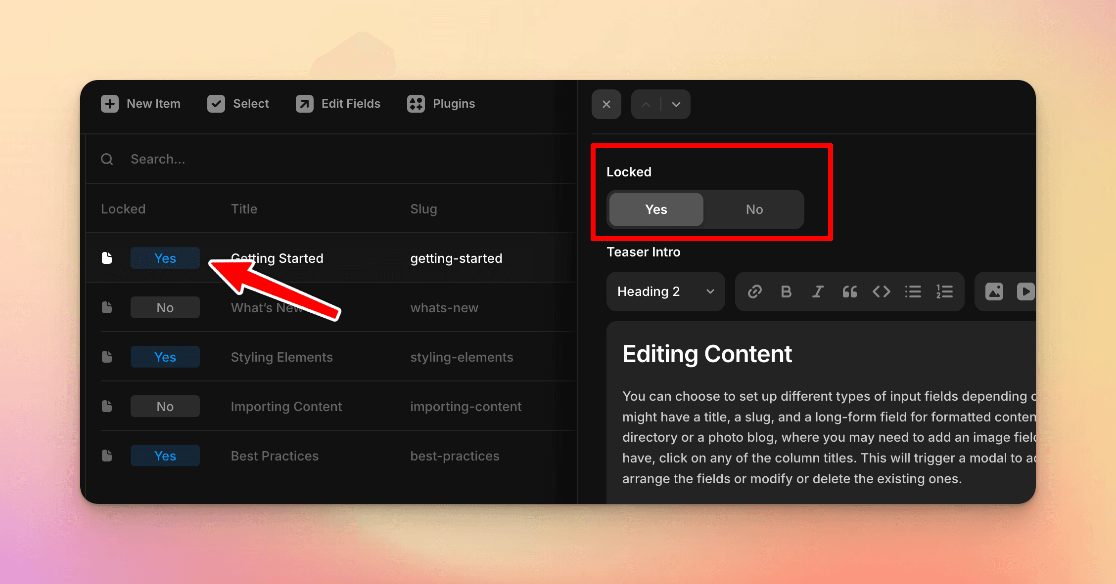 Select which posts to lock