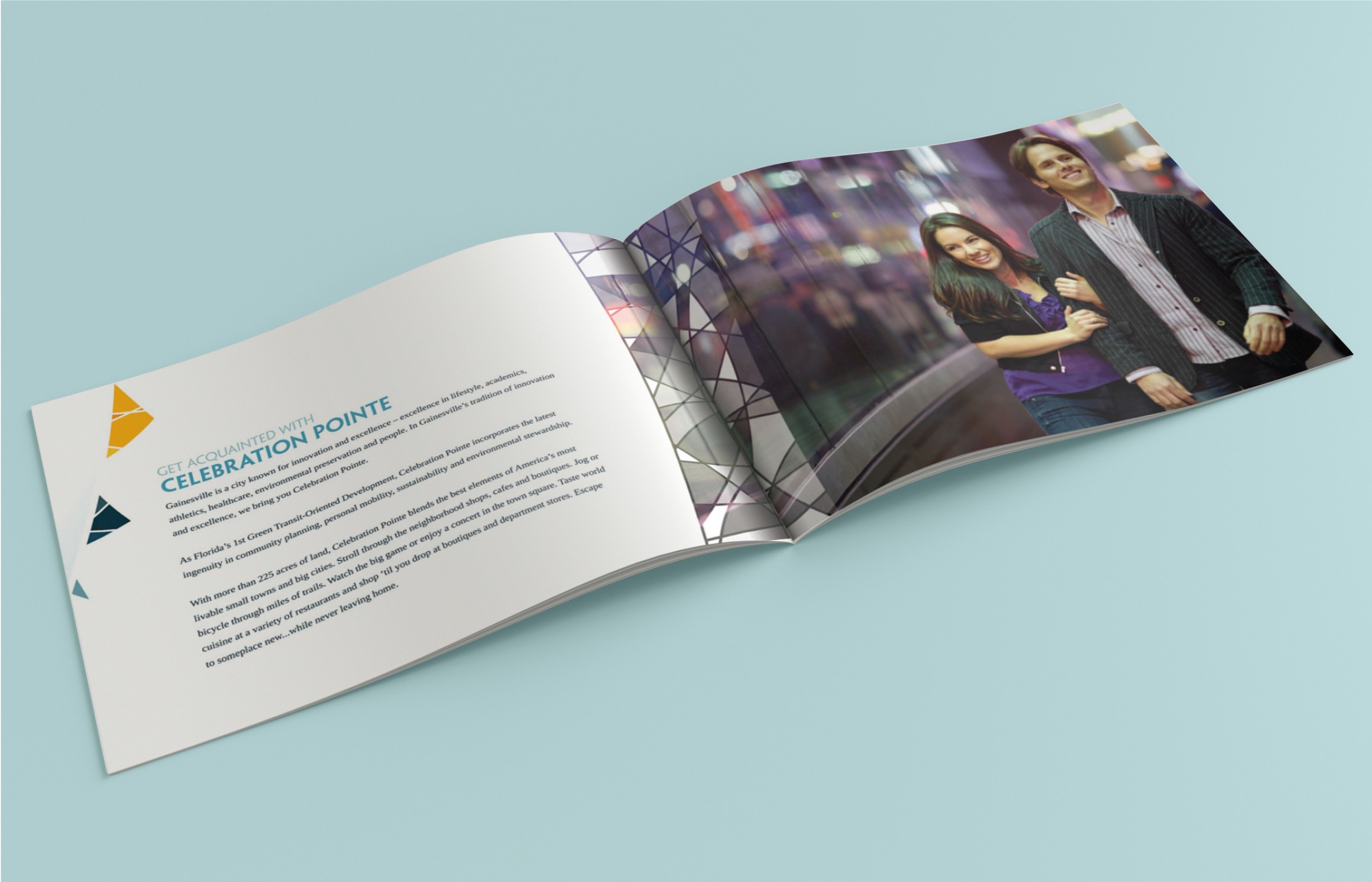 Interior spread of a brochure, promoting the development of Celebrtion Pointe..