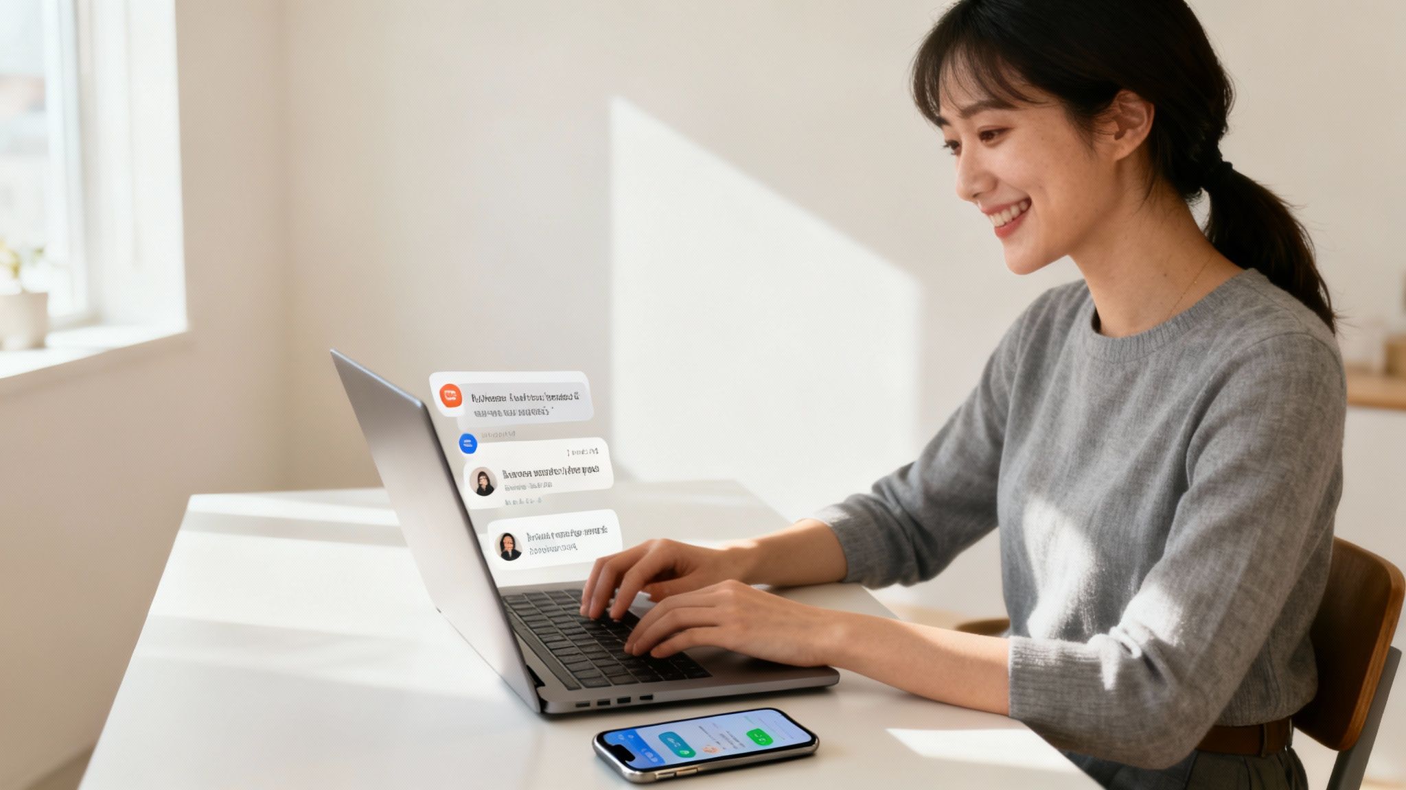 A person analysing charts and graphs on a tablet and laptop, representing social media analytics.