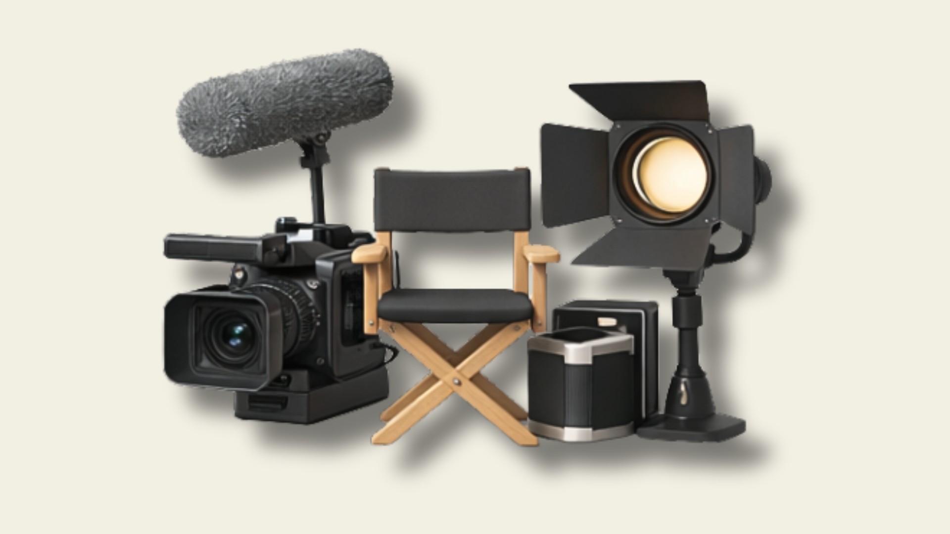 Remote podcast recording setup with tablet video call, camera and professional audio equipment