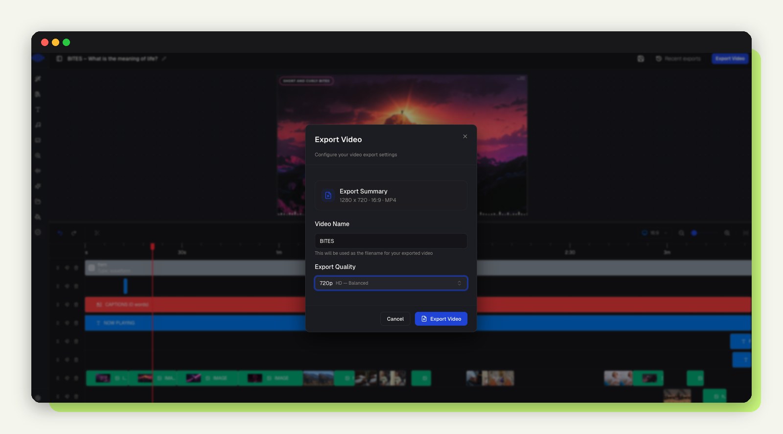 Podeo.ai export video screen