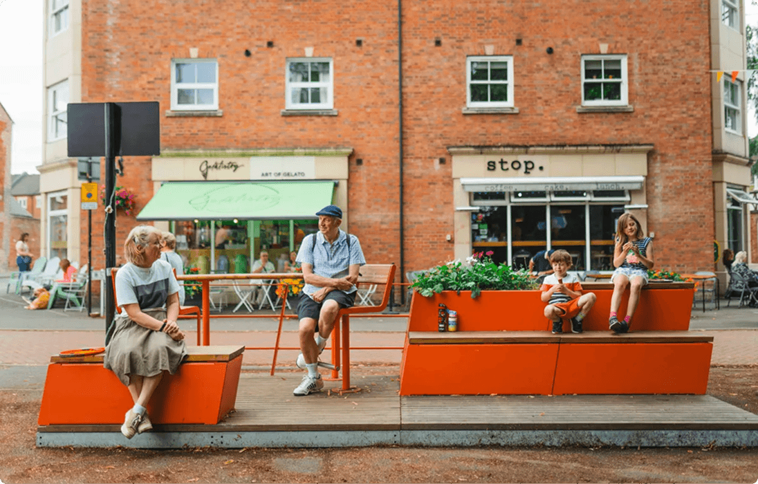 A trial parklet in Shrewsbury (Picture: Aaron Childs – Highly Flammable Studios)