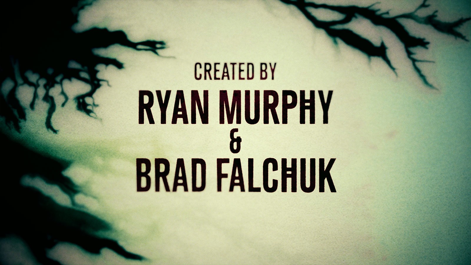 The American Horror Stories title sequence features a frame with bloody veins, highlighting creators Ryan Murphy and Brad Falchuk, setting a chilling tone.