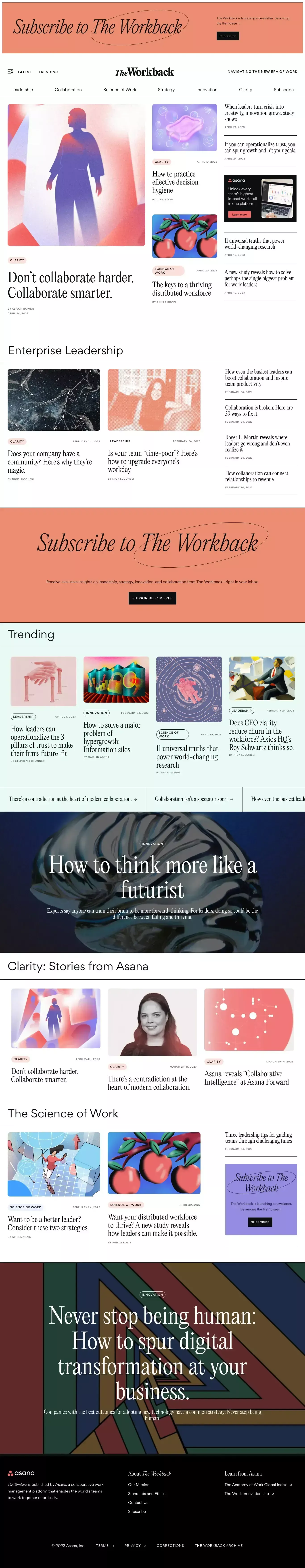 The Workback - The magazine for enterpri blog page screenshot showcasing HR and Marketing design
