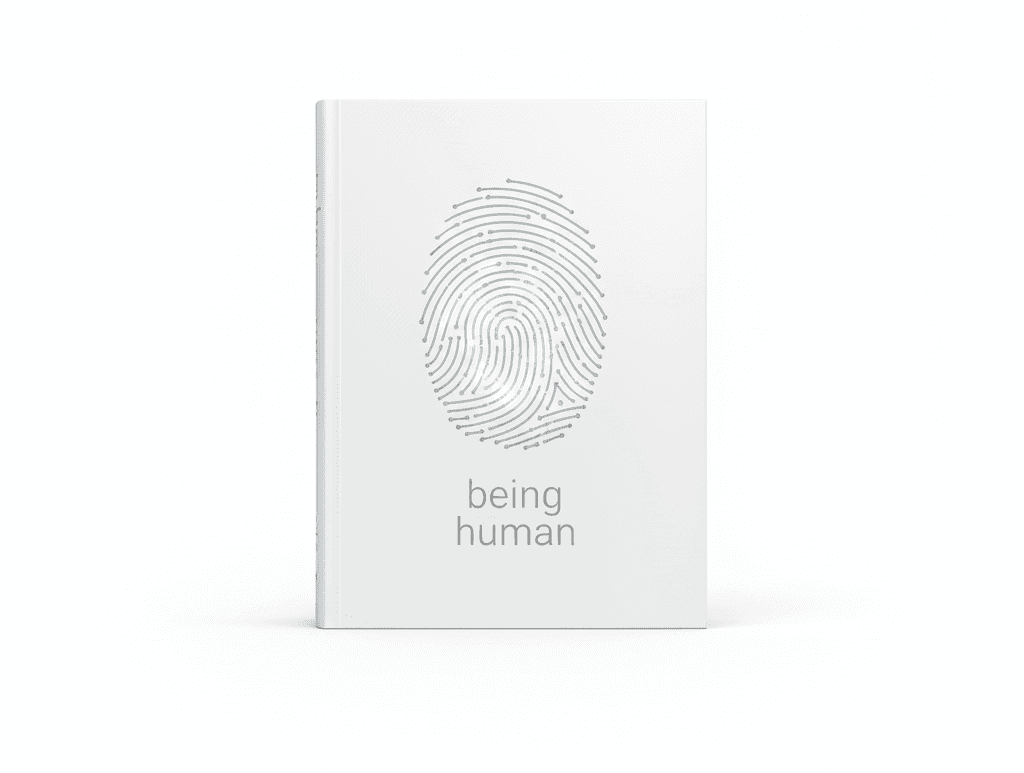 book cover with a writing "being human"