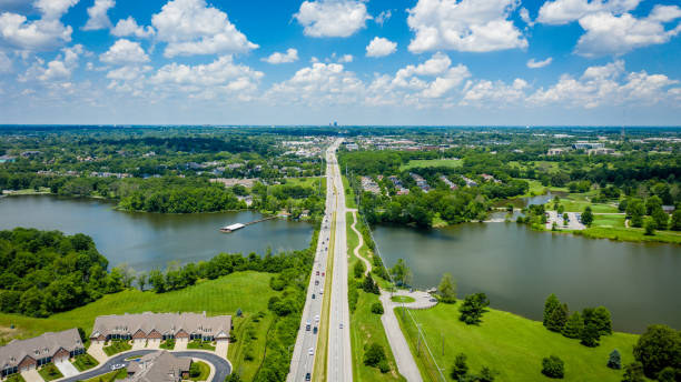 Aerial view of Richmond KY with local neighborhoods, ideal for roll-off dumpster rental services