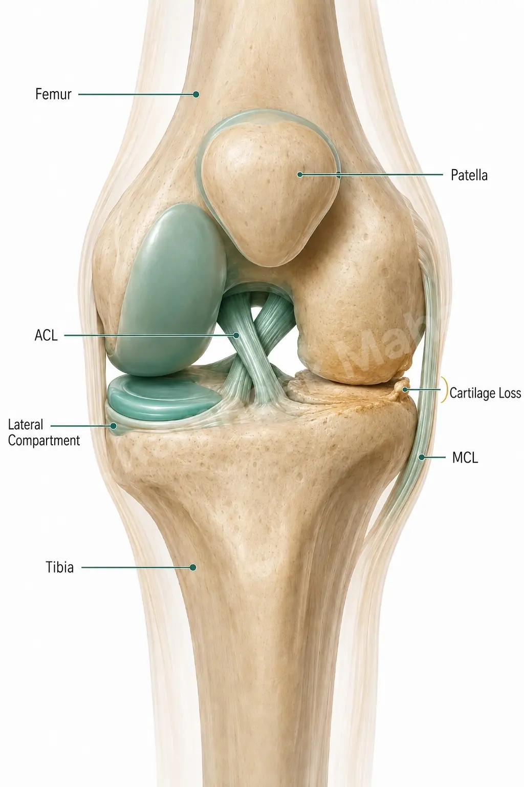 Knee with medial-only wear, intact ACL and healthy lateral side - the candidate profile for partial knee replacement (UKR).