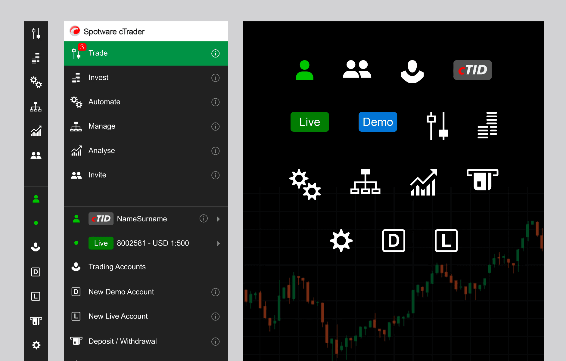 Final collapsed and expanded menu and icons