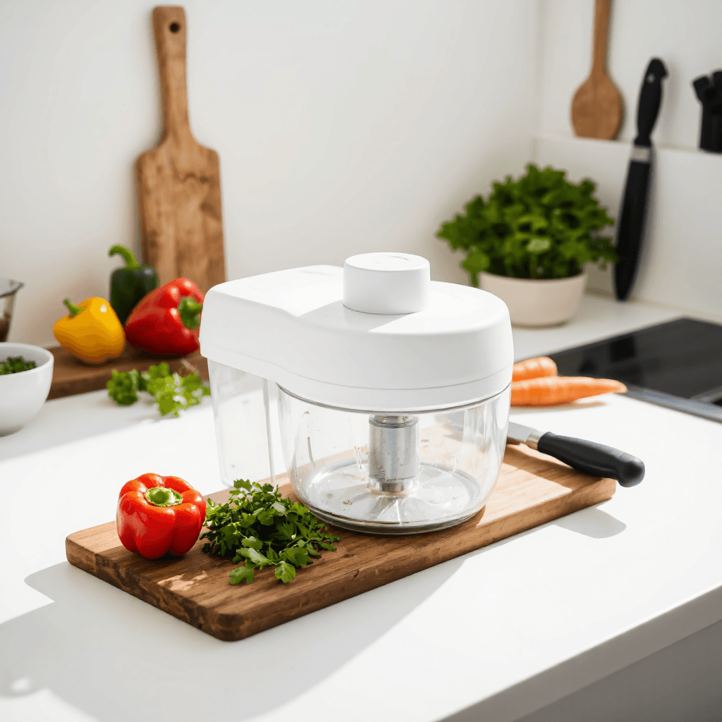 product photography of manual food chopper