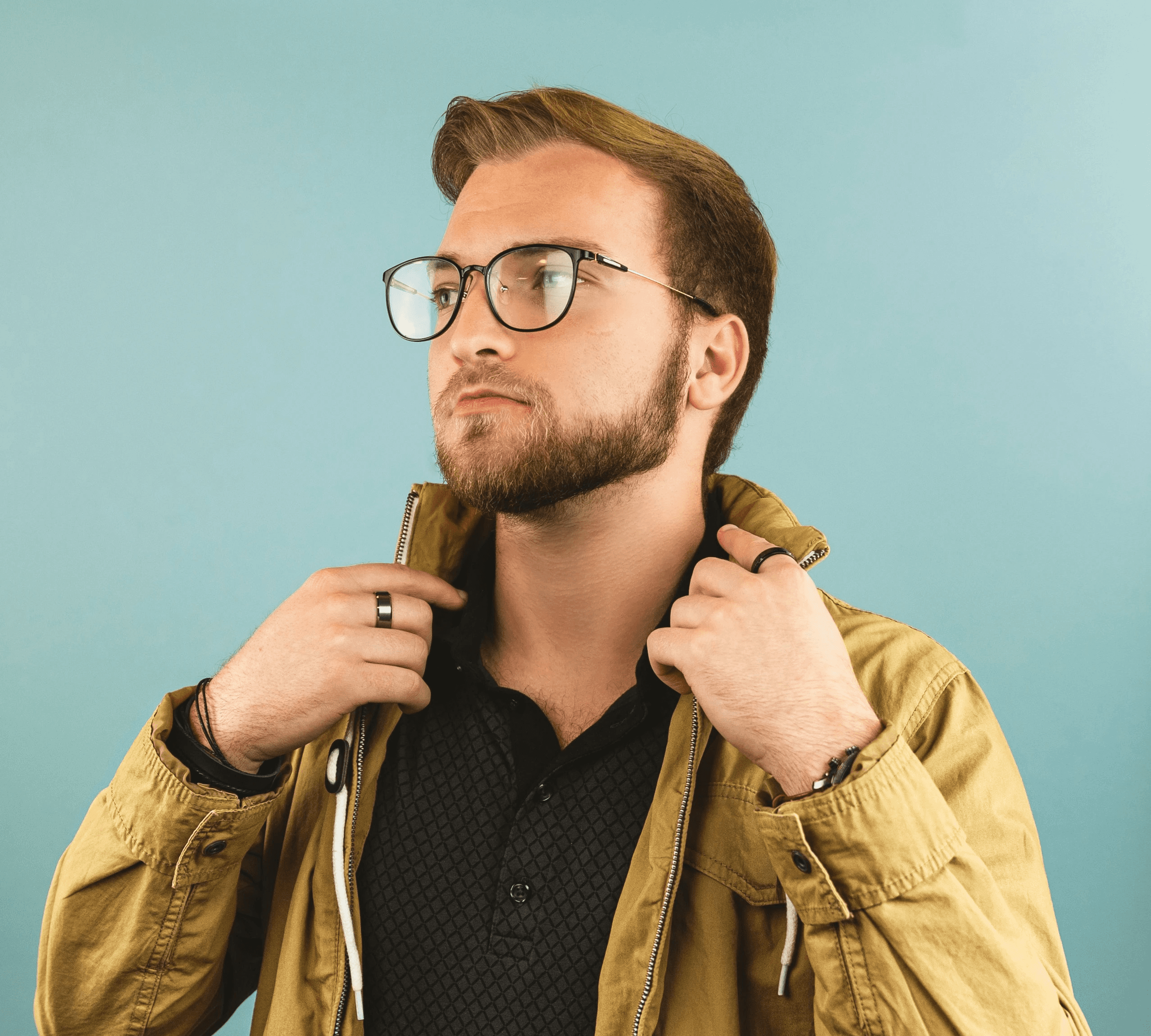 man wearing brown jacket