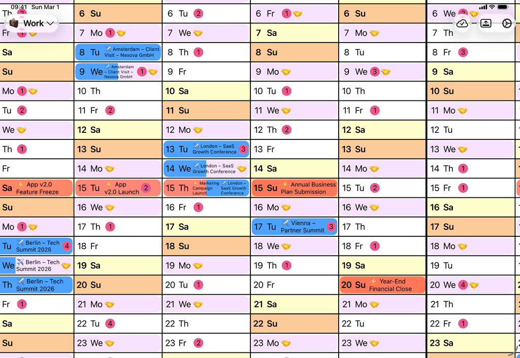 Zooming into monthly details and out to full year overview in Yearli