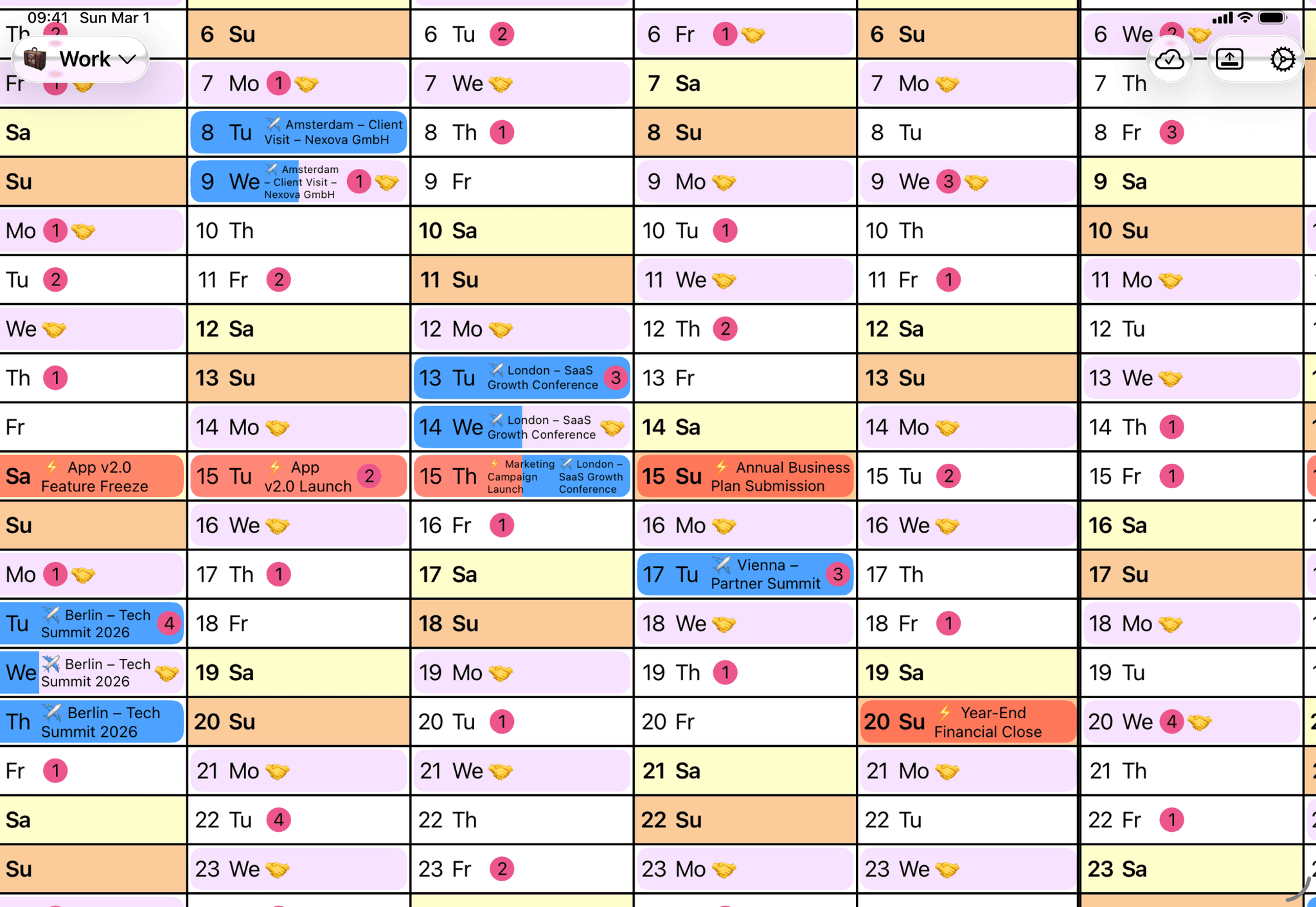 Zooming into monthly details and out to full year overview in Yearli