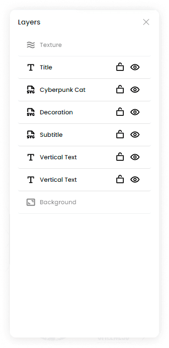 Merch Designer - Layers Menu