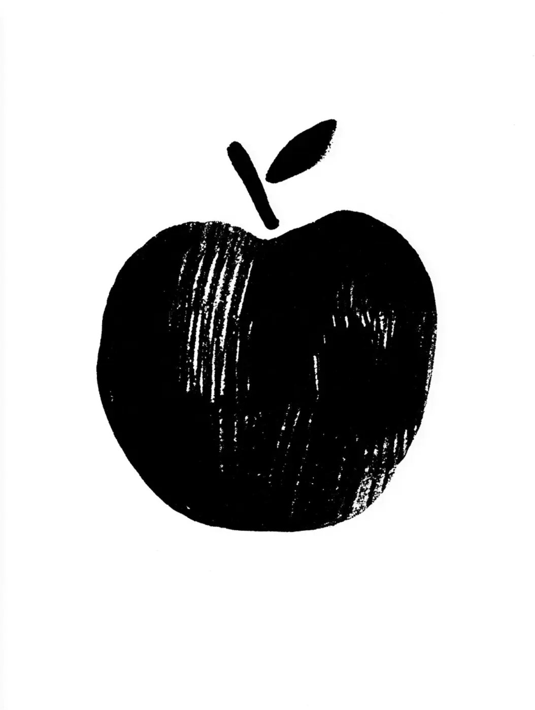 Black illustration of an apple