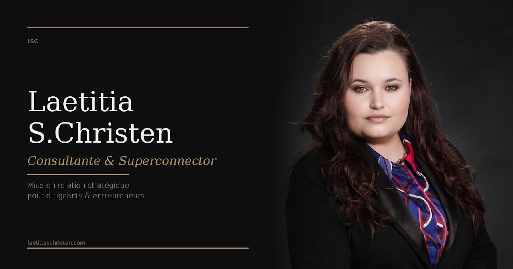 Professional portrait of Laetitia S. Christen, consultant and Super Connector, promoting strategic relationship building.