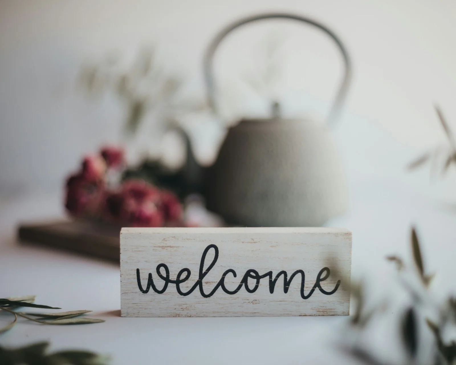 Inscription Welcome, accueillant chaleureusement