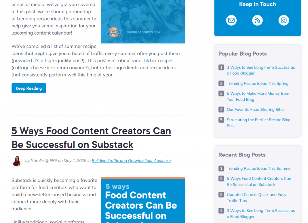 Food Blogger Pro sidebar