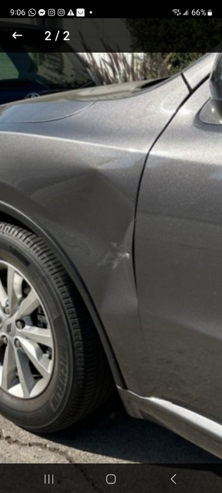 Dodge Durango fender repair after a hit-and-run
