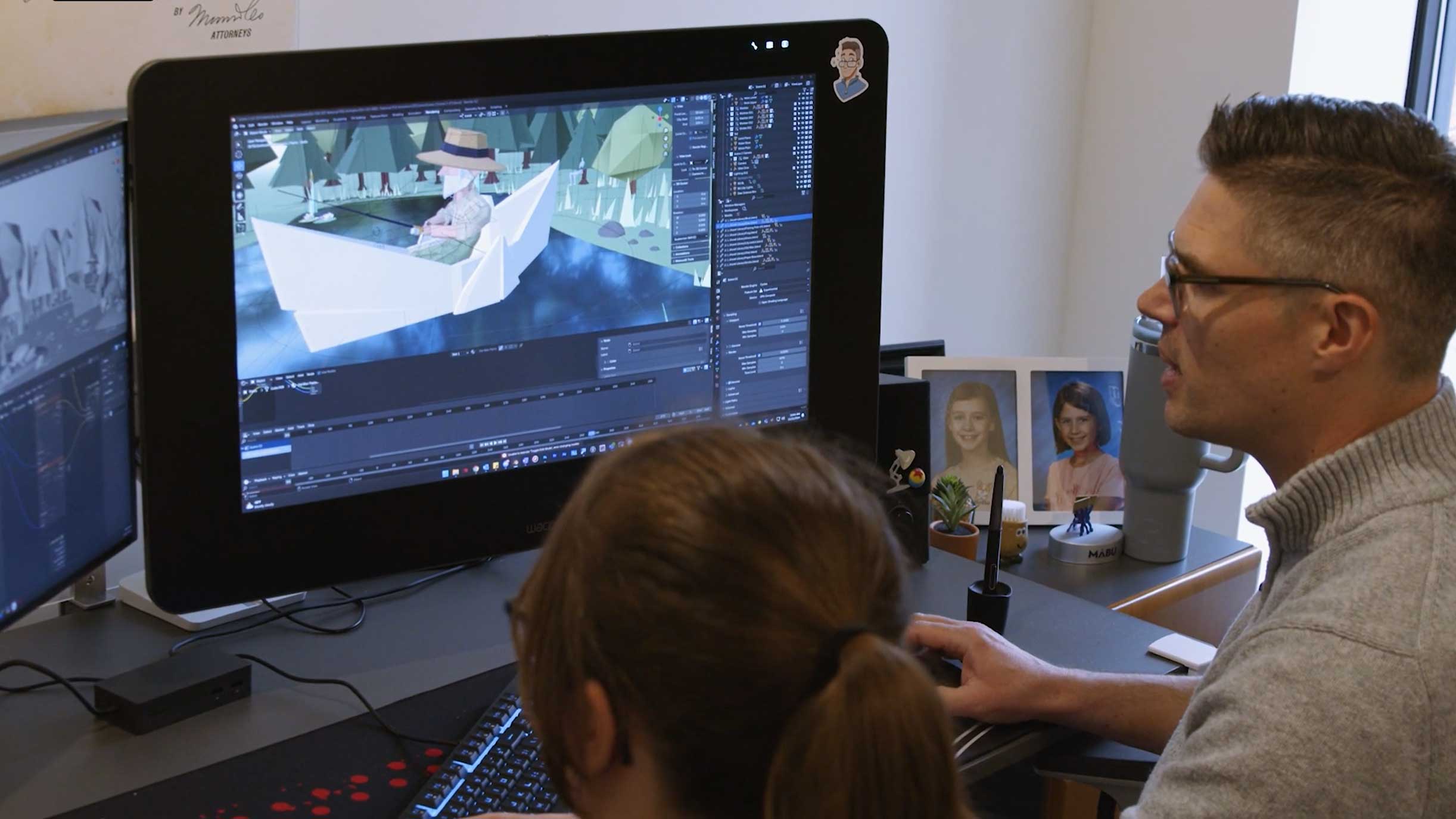 Ed and Molly working on the animation