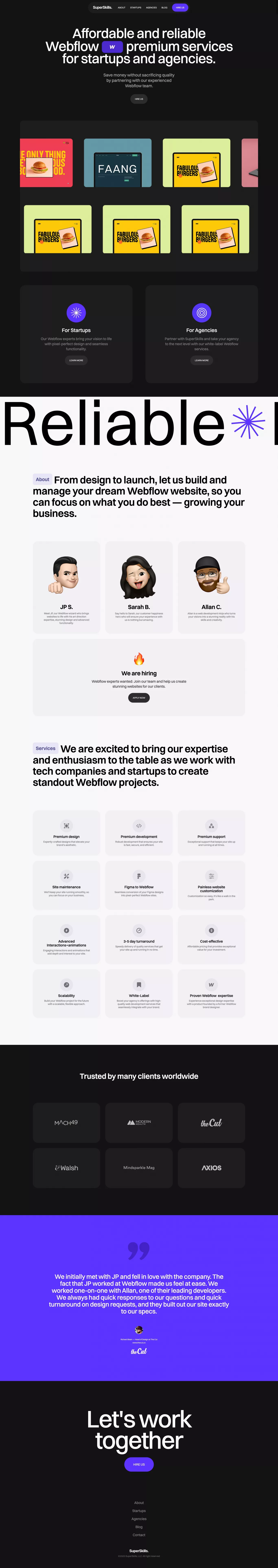SuperSkills portfolio page screenshot showcasing Design and Tech design