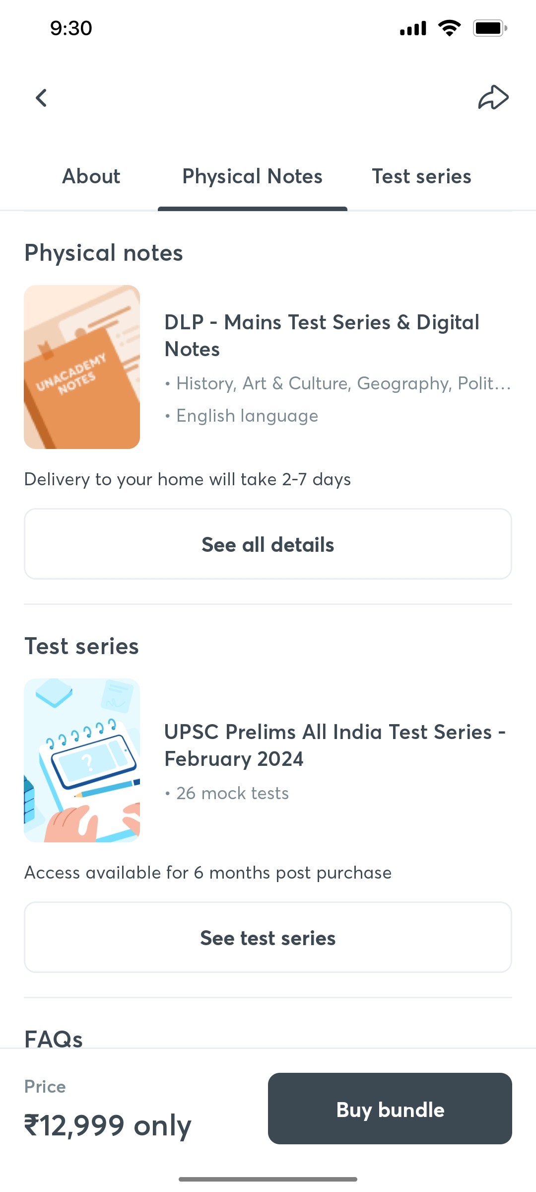 Unacademy Physical Notes Screen