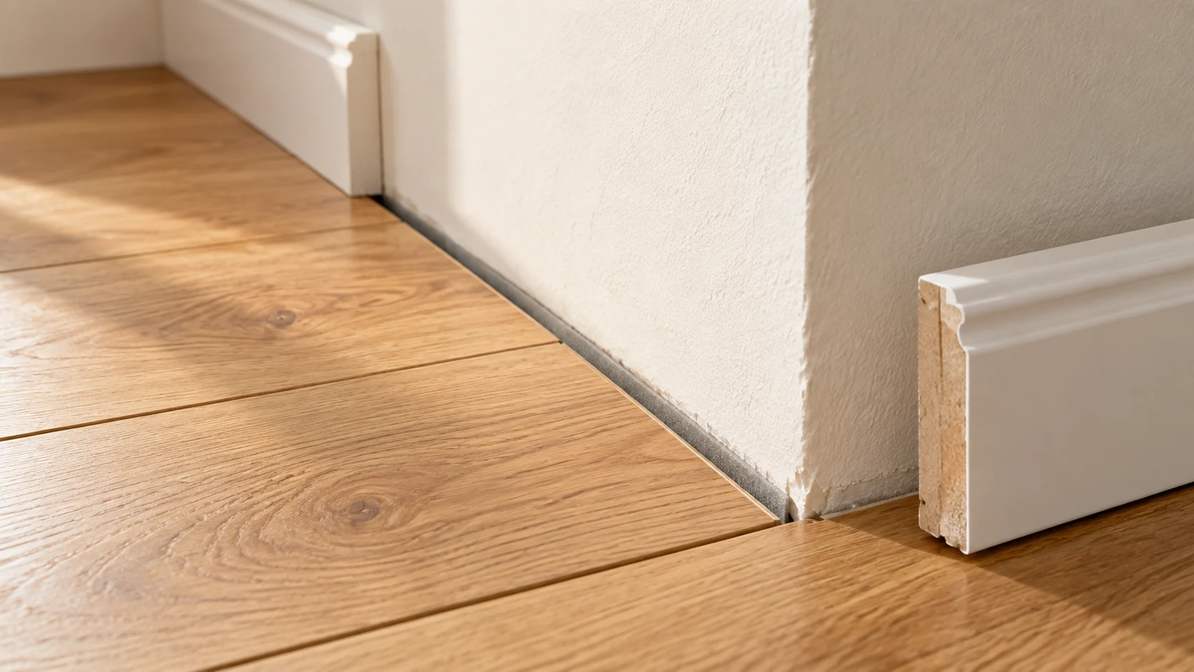 Illustration du jeu périphérique d’un parquet après retrait d’une plinthe