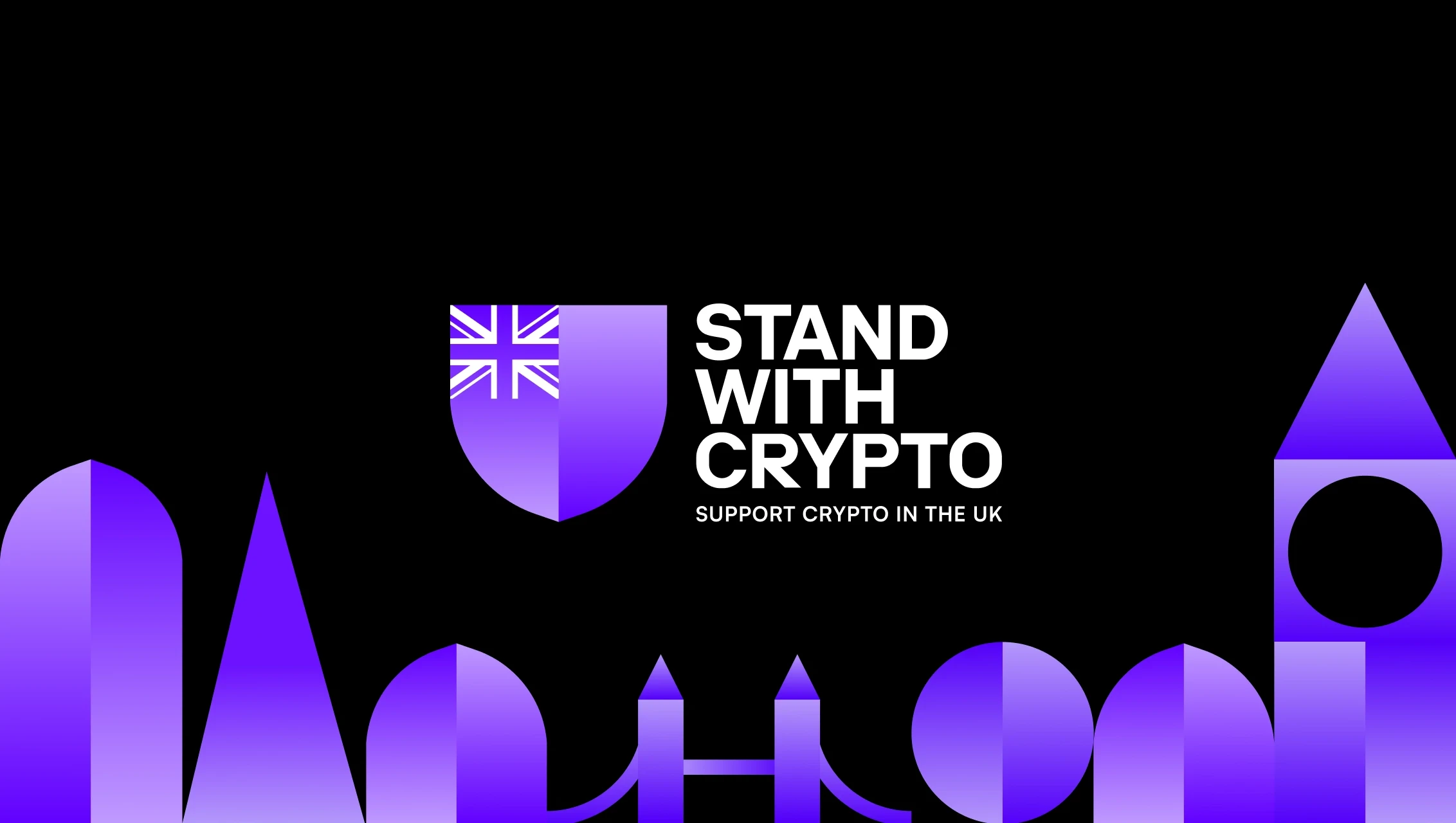 The stand with crypto splash screen art