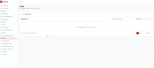 Using filters and opening Audit Event Details