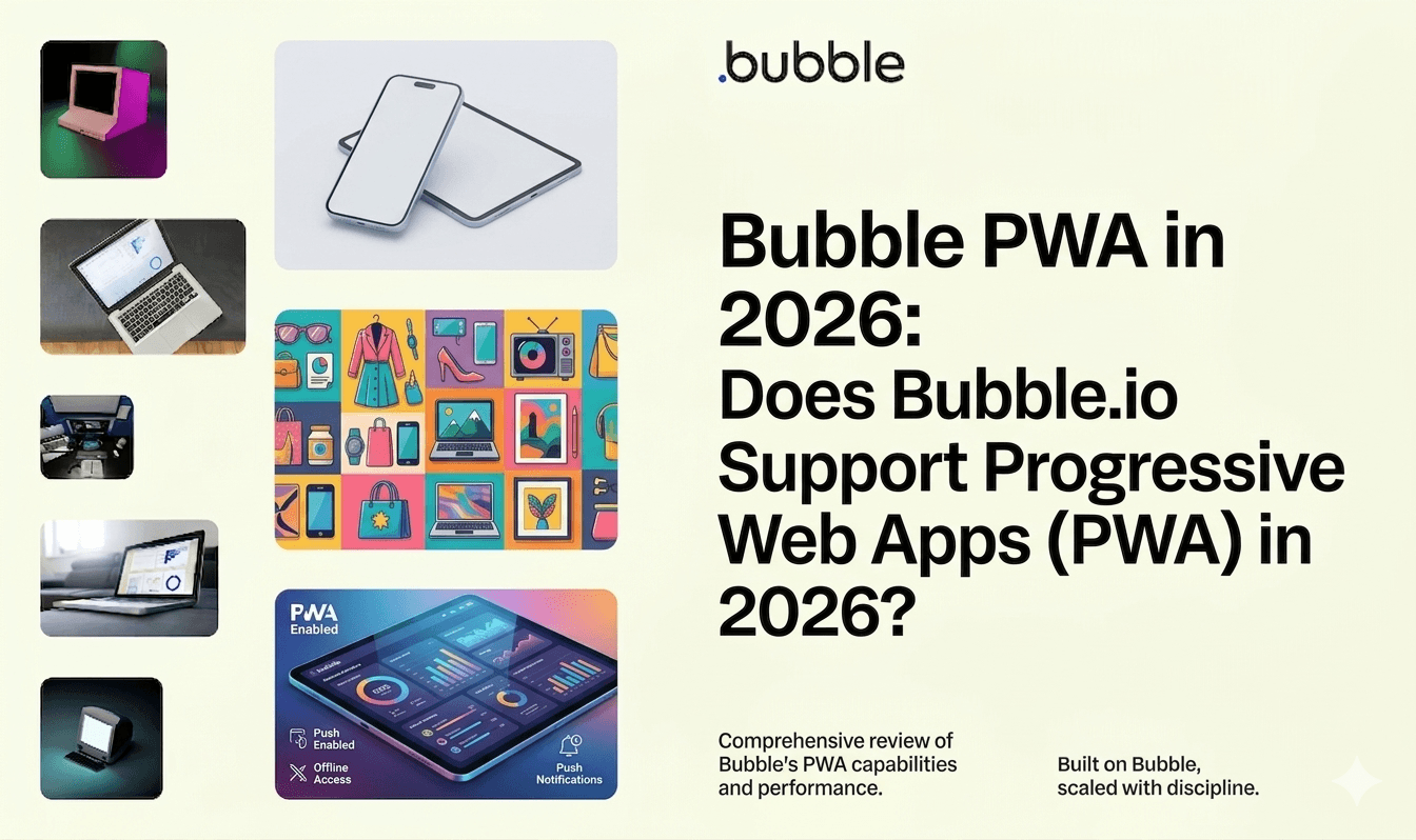 Header image saying Does Bubble.io Support Progressive Web Apps (PWA) in 2026?