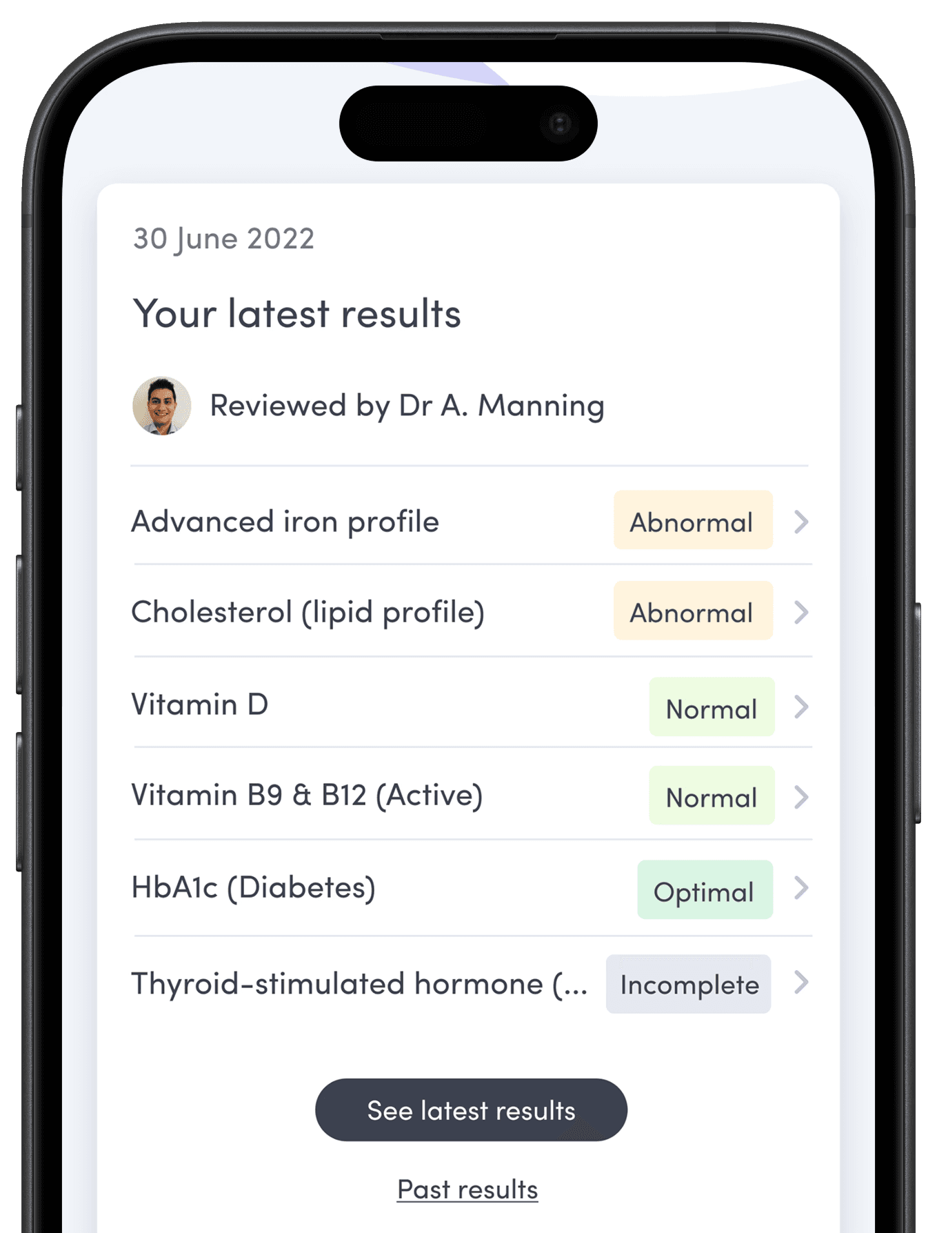 Screenshot of Thriva app