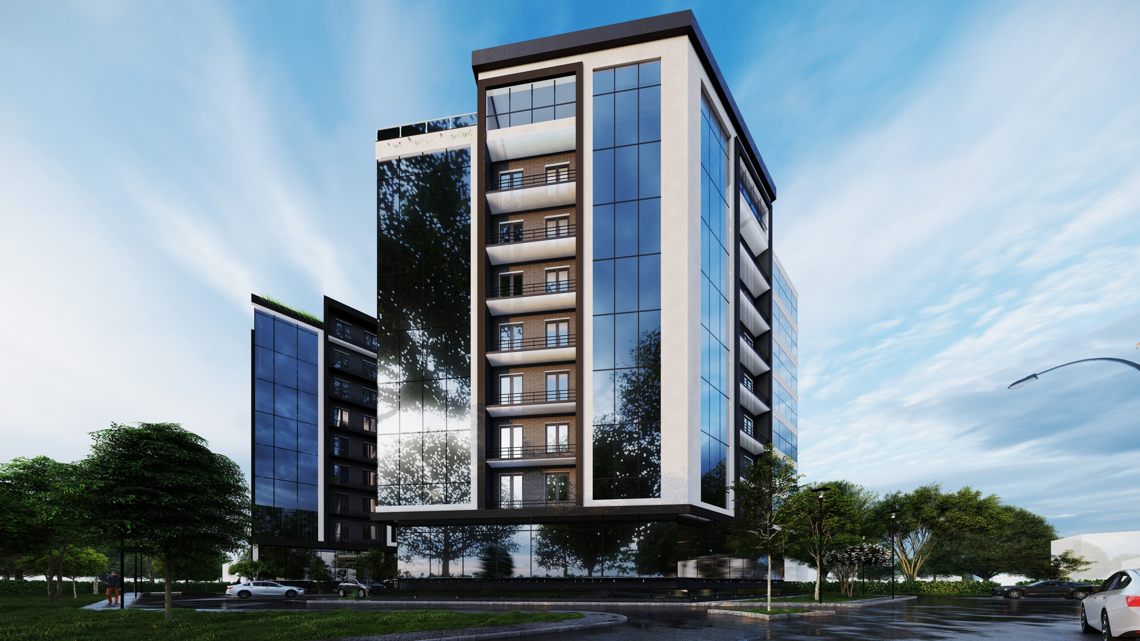 Архитектурный рендер бизнес-центра в Яккасарайском районе