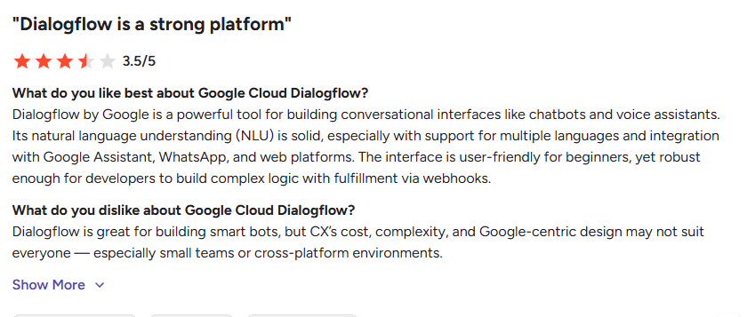 dialogflow CX Testimonial