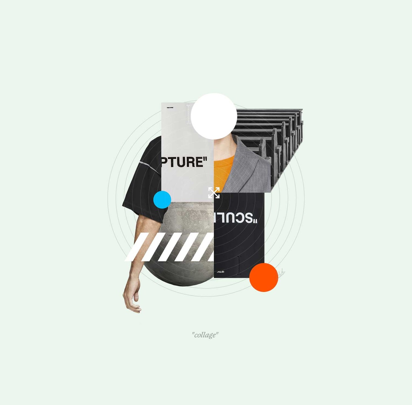 Off white inspired collage to show brownmint as a multidisciplinary design studio