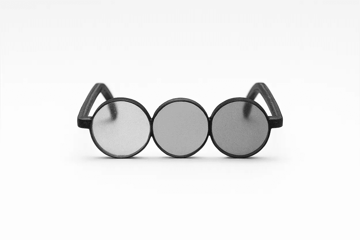 A minimalist wooden desk with a small lamp and an open notebook, situated in a bright, warm-lit room.