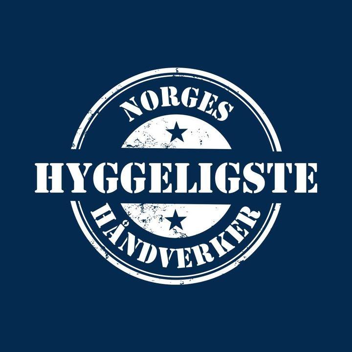 Norges Hyggeligste Håndvkerer logo hvit på mørk blå bunn