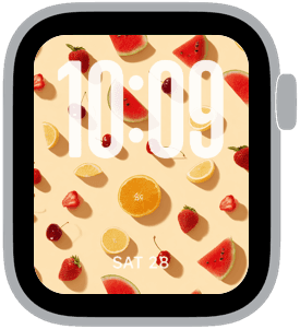 fruit confetti Apple Watch face preview 3 featuring summer and spring.