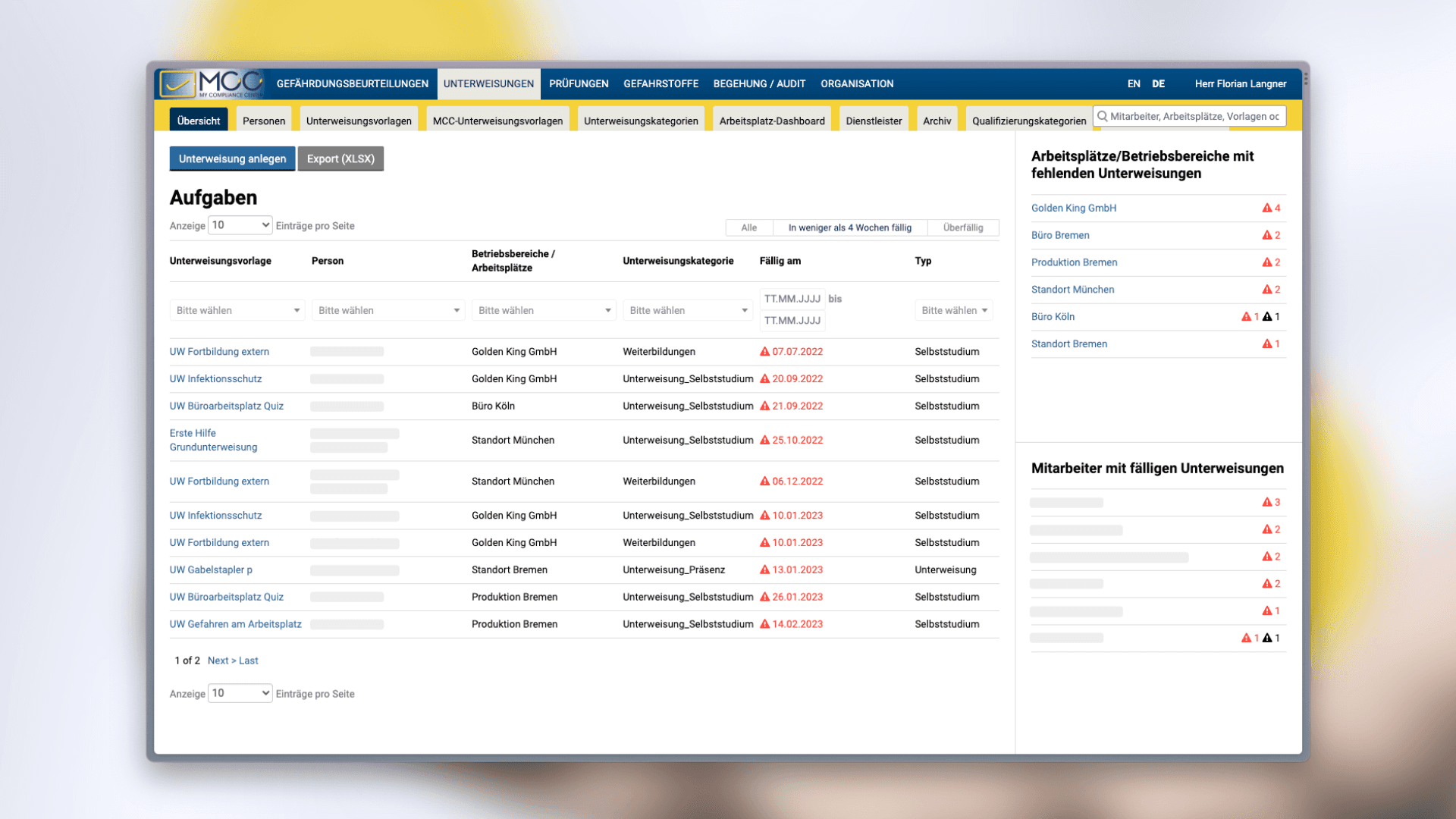MCC My Compliance Center - Modul Unterweisung