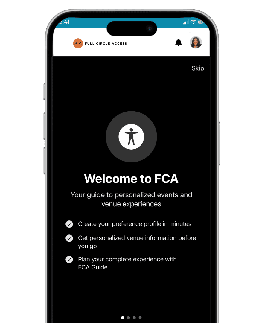 Welcome to FCA app screen